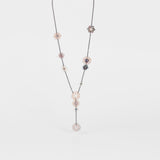 Carolina Cole oxidized sterling silver beaded chain with multicolored freshwater flowers