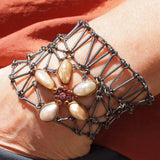 Corsage bracelet worn on a model.