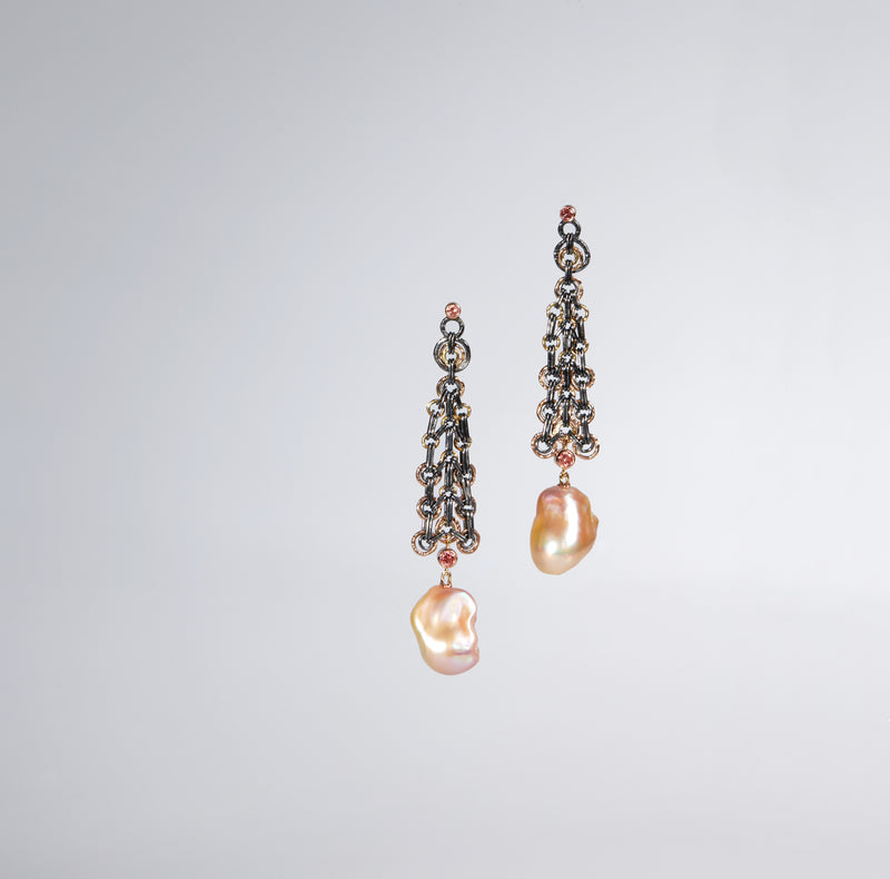 Gold Plated Mirror Kundan Earrings & Maangtika set with Classic Peach –  Lamansh