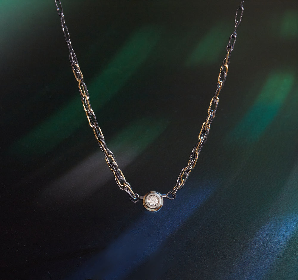 diamond and chain mail necklace by Carolina Cole