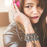 Model wearing Twist chain mail bracelet