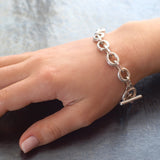 Model wearing the Jesse chain link Sterling silver bracelet